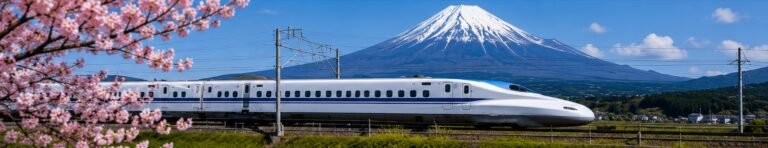 Shinkansen with Mount Fuji for Japan Rail Pass and IC card guide