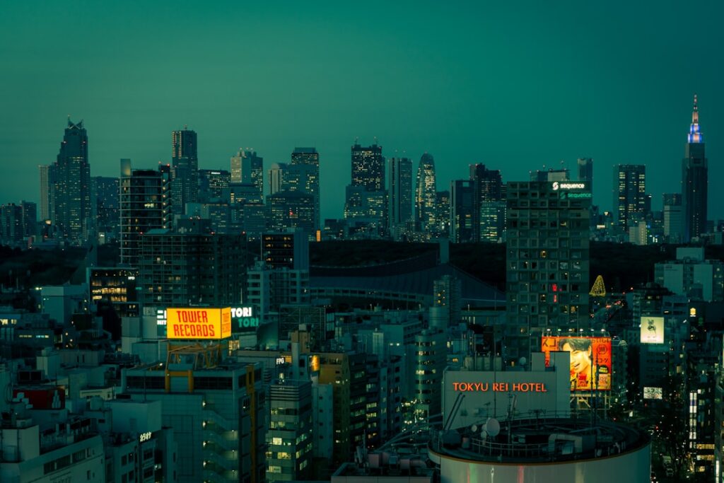 Tokyo skyline at night for the Where to Stay in Tokyo guide